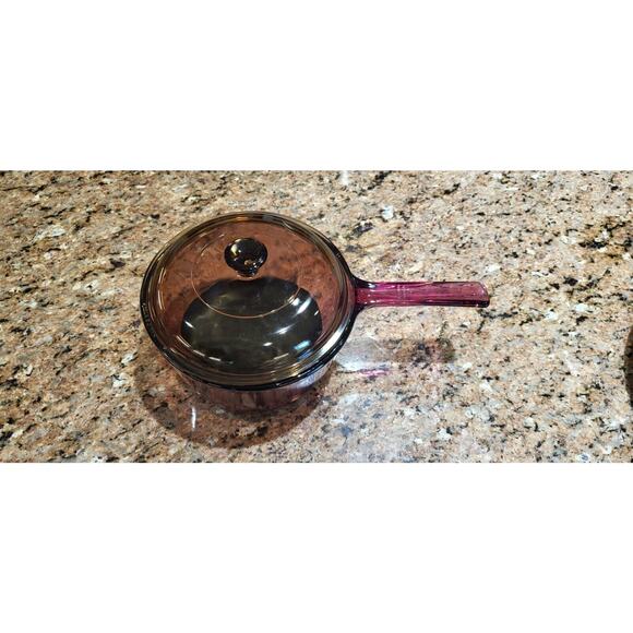 Vintage Cranberry Visions Sauce Pan With Amber Lid - Picture 7 of 16